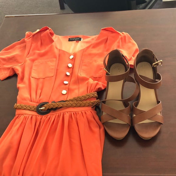 Dresses & Skirts - Orange mini dress and sandals